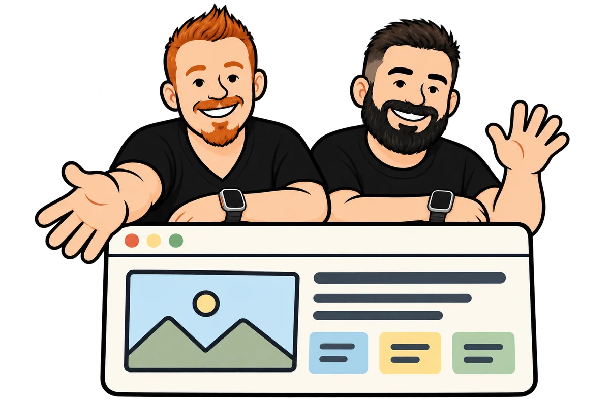Jason and Daniel, your two friendly blokes, welcoming you over a website window.